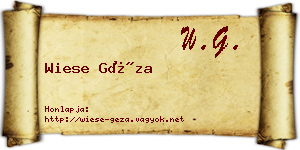 Wiese Géza névjegykártya